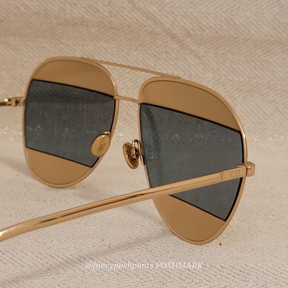 DIOR split aviator gold sunglasses unisex luxury CD logo - Picture 10 of 17